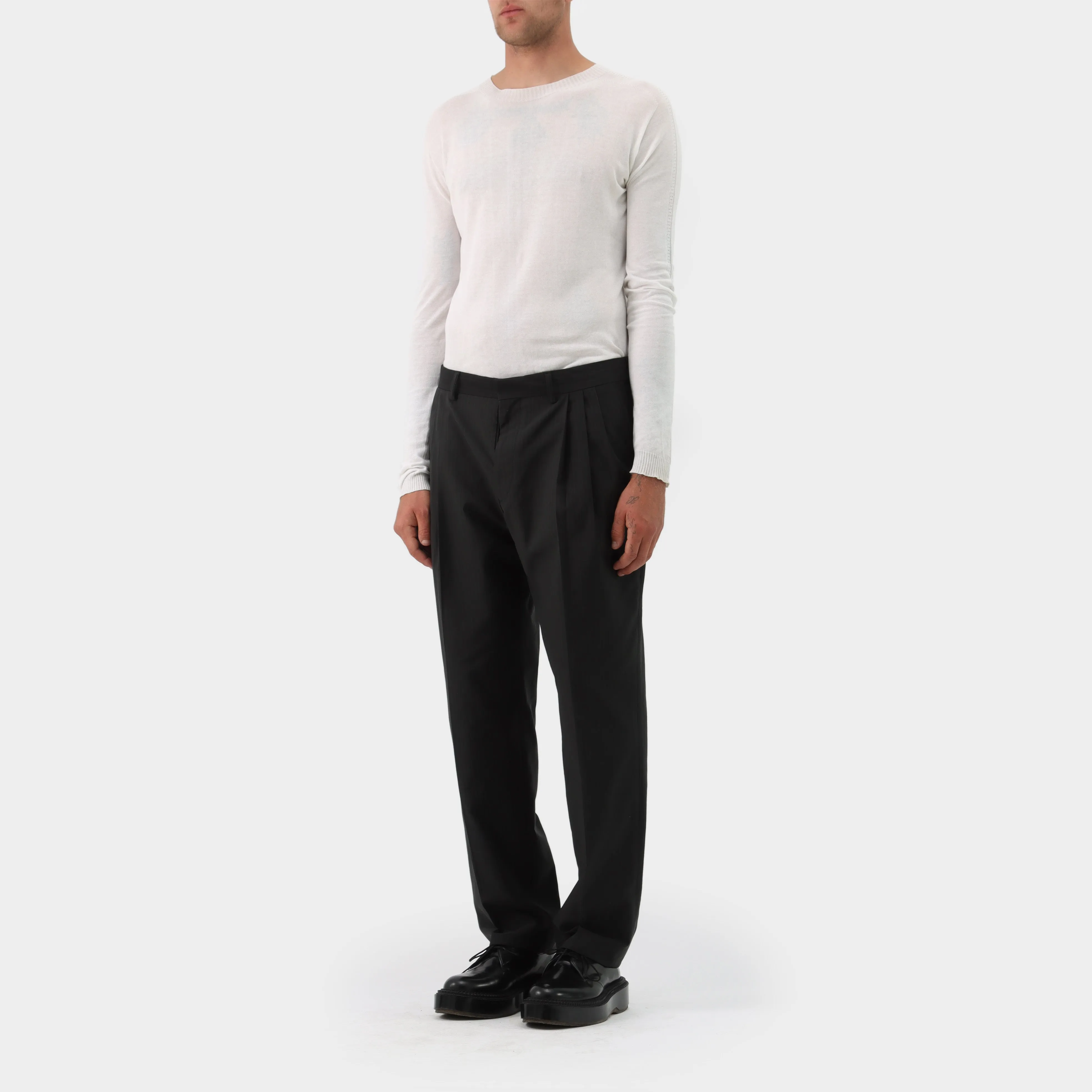 Dries van Noten Pinstripe Triple Pleat Trousers