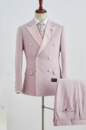 Dusty Pink Double Breast Prom Partywear Formal Tuxedo Suits For Men 2 Pieces CB1222