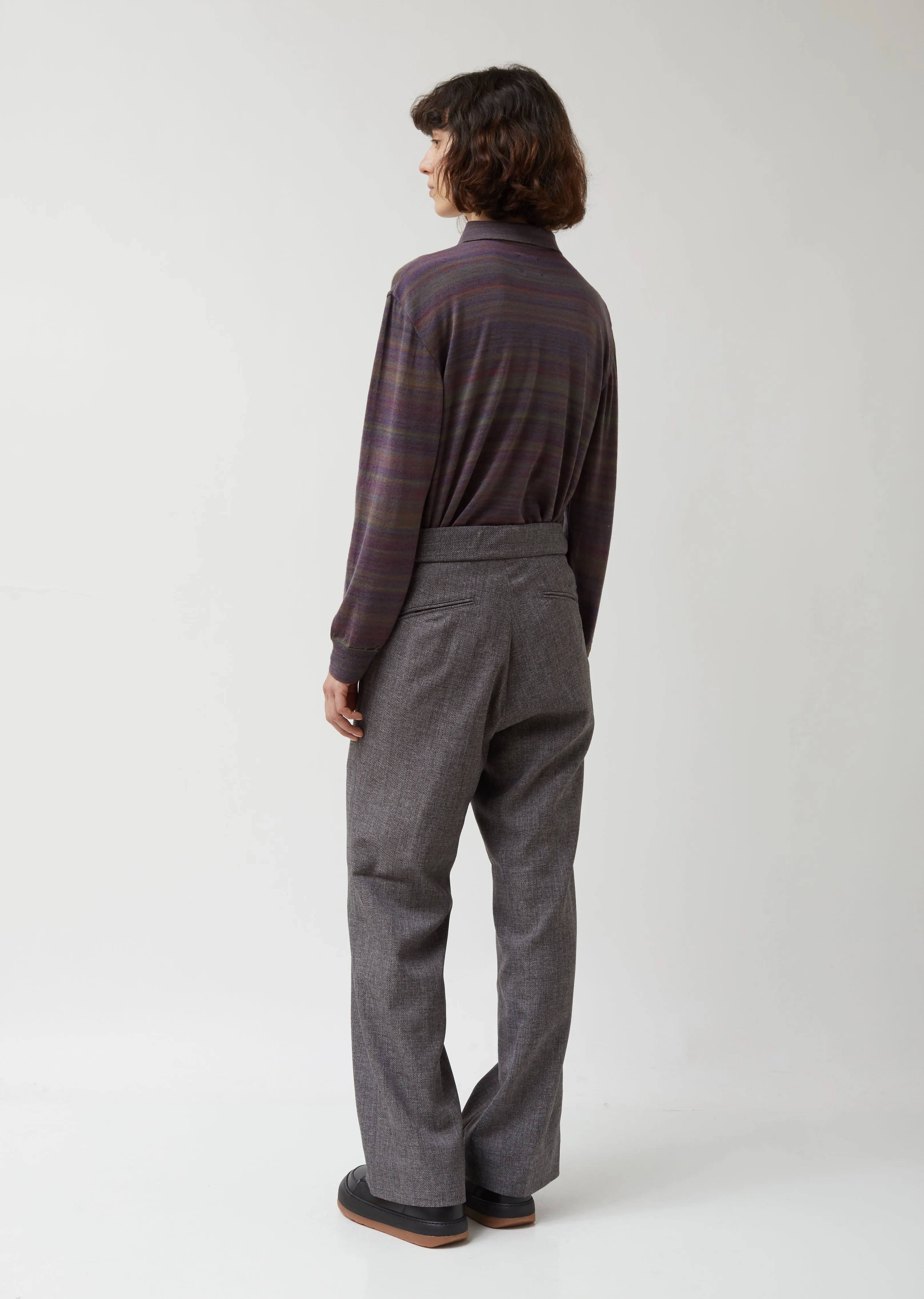 Elastic Poly Tweed Side Tab Trouser