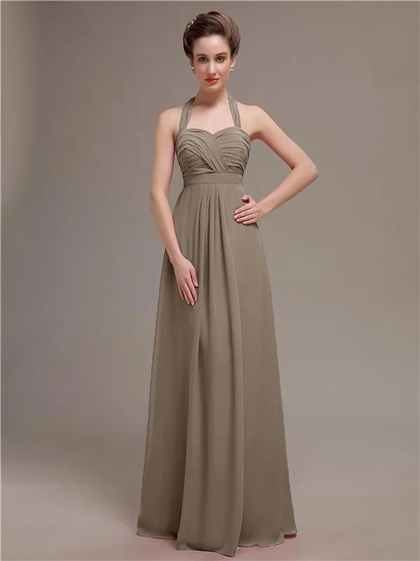 Elegant Sweetheart Halter Long Bridesmaid Dresses