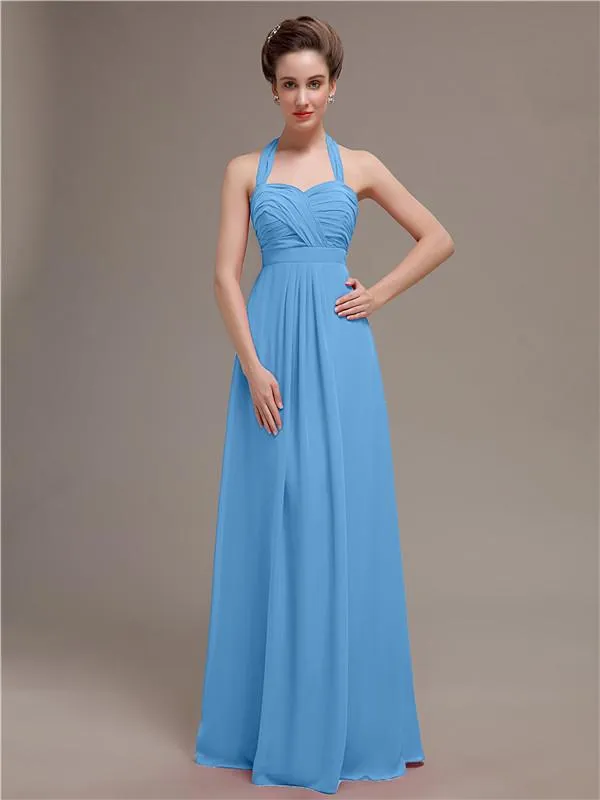 Elegant Sweetheart Halter Long Bridesmaid Dresses