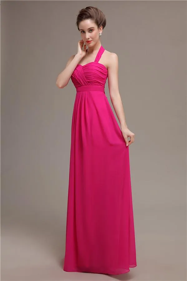 Elegant Sweetheart Halter Long Bridesmaid Dresses