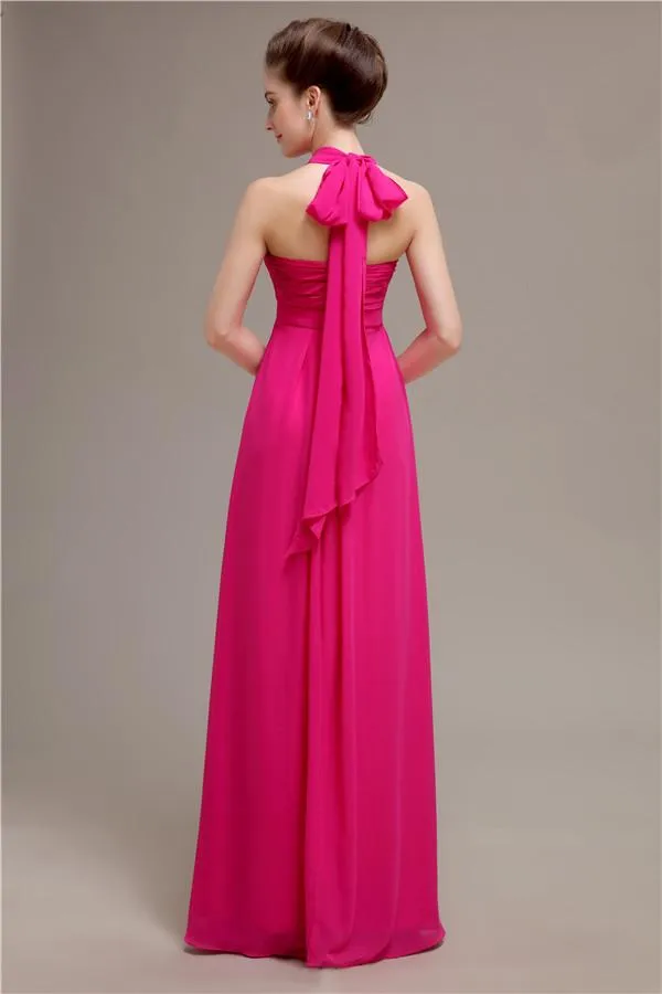 Elegant Sweetheart Halter Long Bridesmaid Dresses