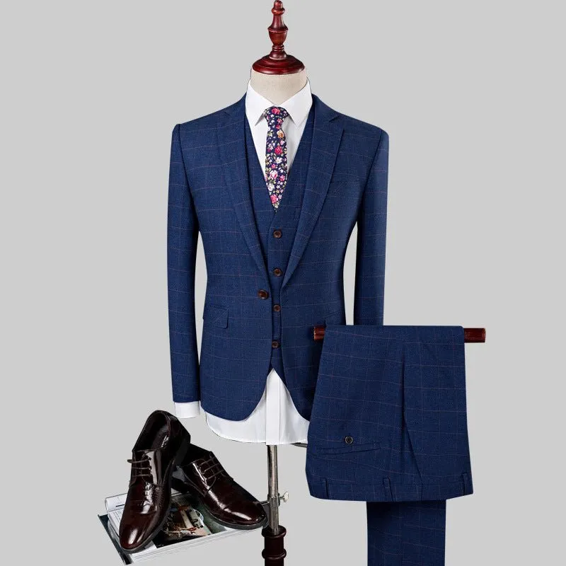 ElegantLuxe Exotic Pattern Skinny 3 Piece Suit