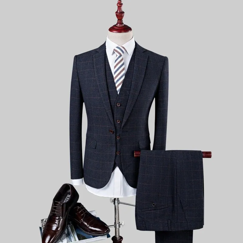 ElegantLuxe Exotic Pattern Skinny 3 Piece Suit