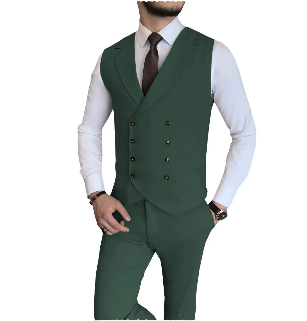 Fashion 2 Pieces Double Breasted Mens Suit For Wedding (Vest   Pants)