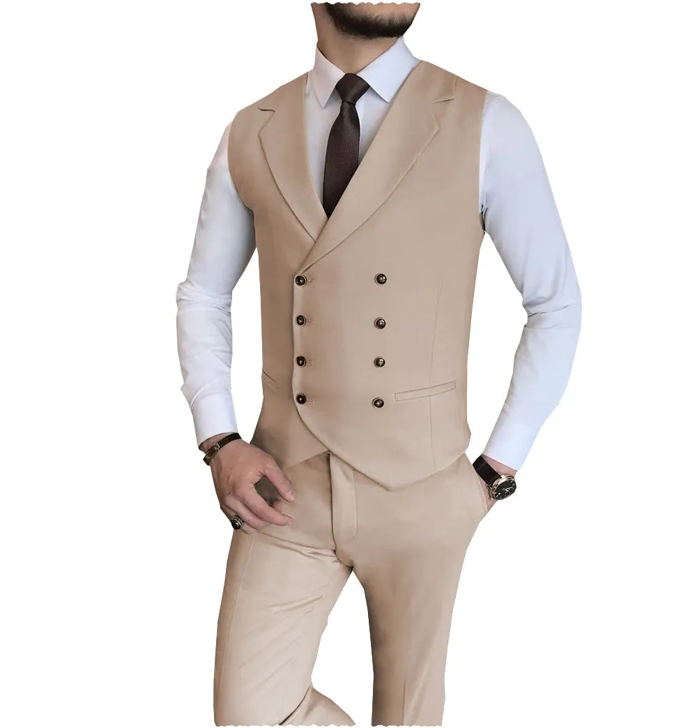 Fashion 2 Pieces Double Breasted Mens Suit For Wedding (Vest   Pants)