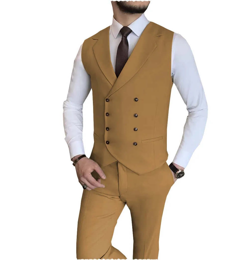 Fashion 2 Pieces Double Breasted Mens Suit For Wedding (Vest   Pants)