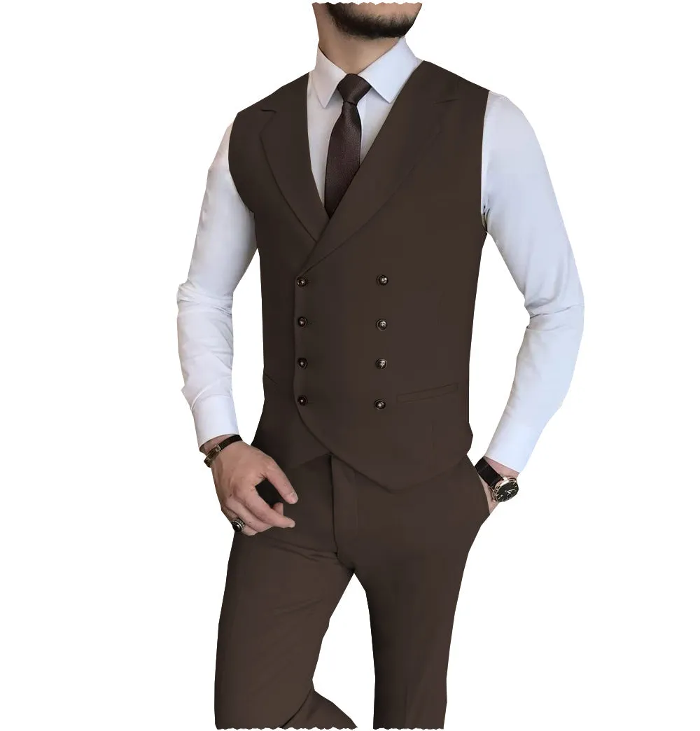 Fashion 2 Pieces Double Breasted Mens Suit For Wedding (Vest   Pants)