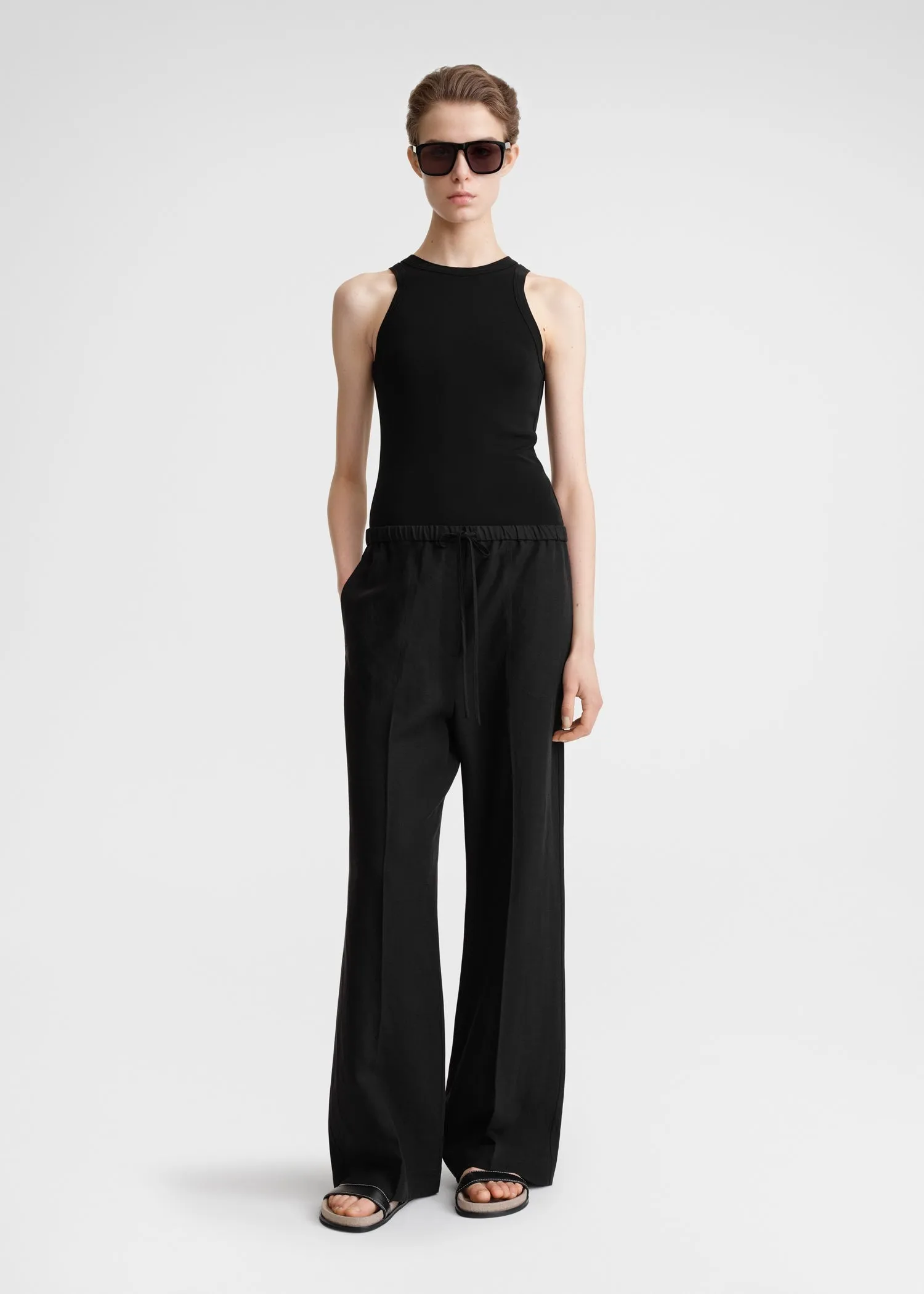 Fluid drawstring trousers black