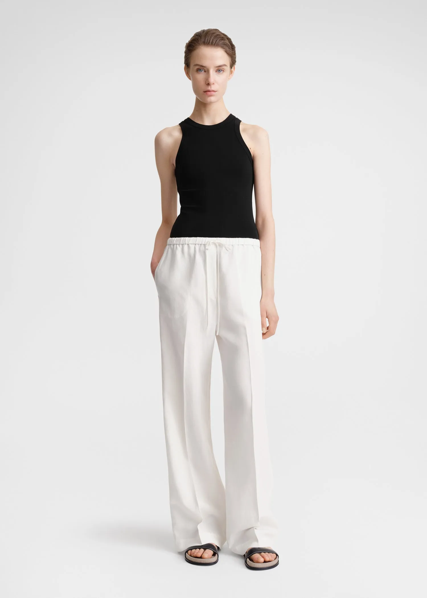 Fluid drawstring trousers off-white