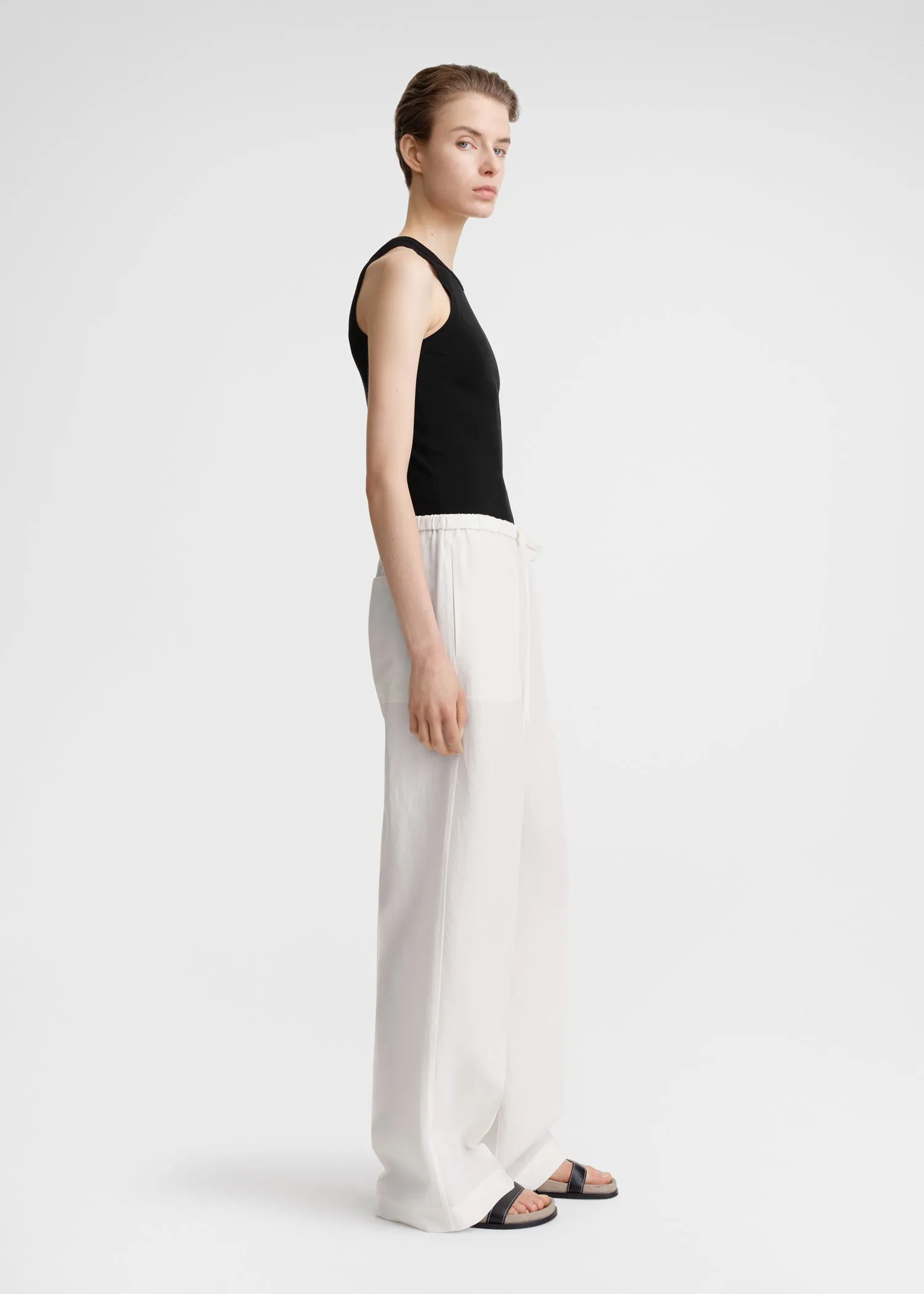 Fluid drawstring trousers off-white