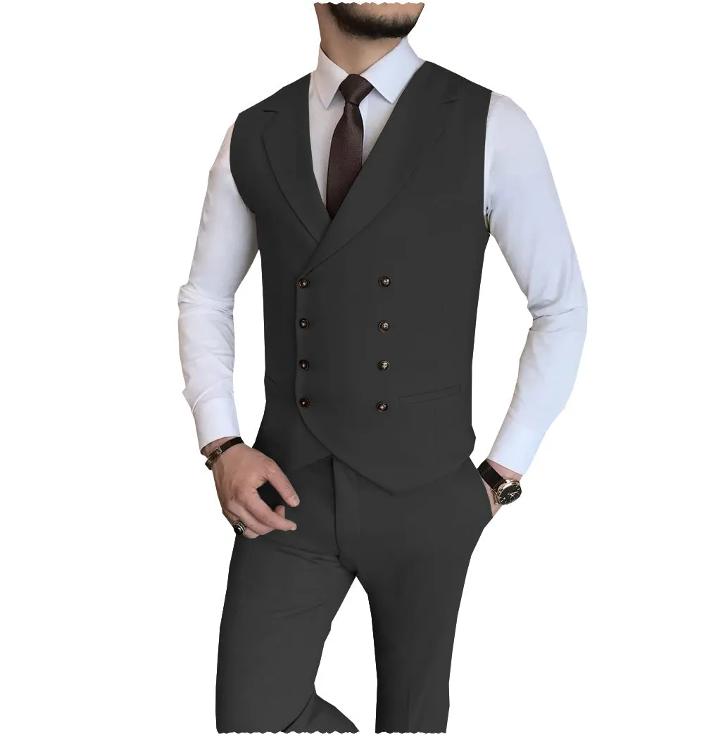 Formal 2 Pieces Double Breasted Mens Suit For Wedding (Vest   Pants)