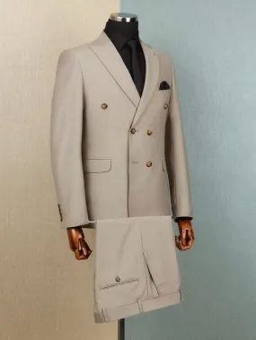 Full Set Beige Bone Button Double-Breasted Suit SCB-211