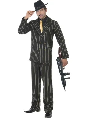 Gold Pinstripe Gangster Suit Costume Gangster Fancy Dress