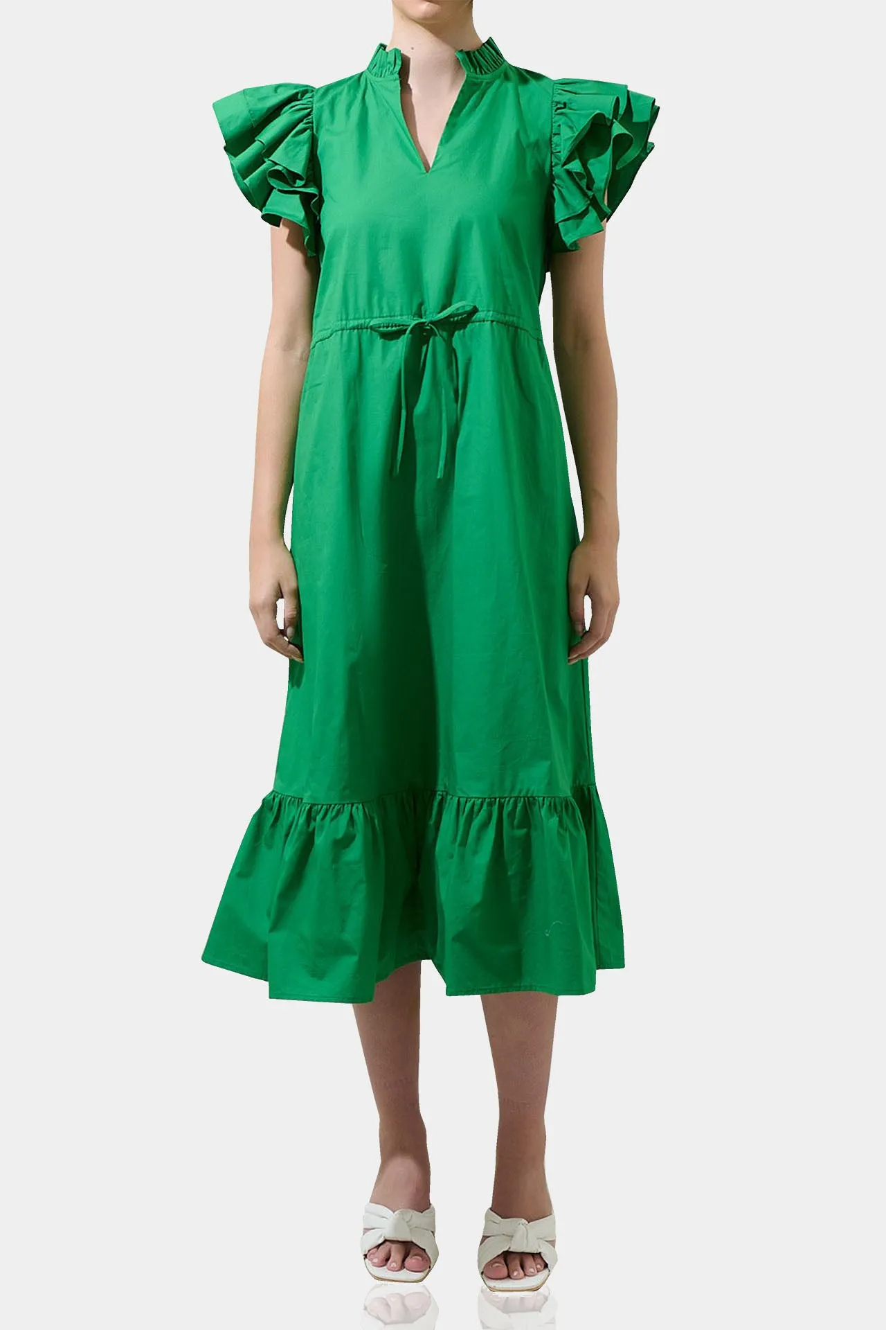 Green Ruffle Midi Dress