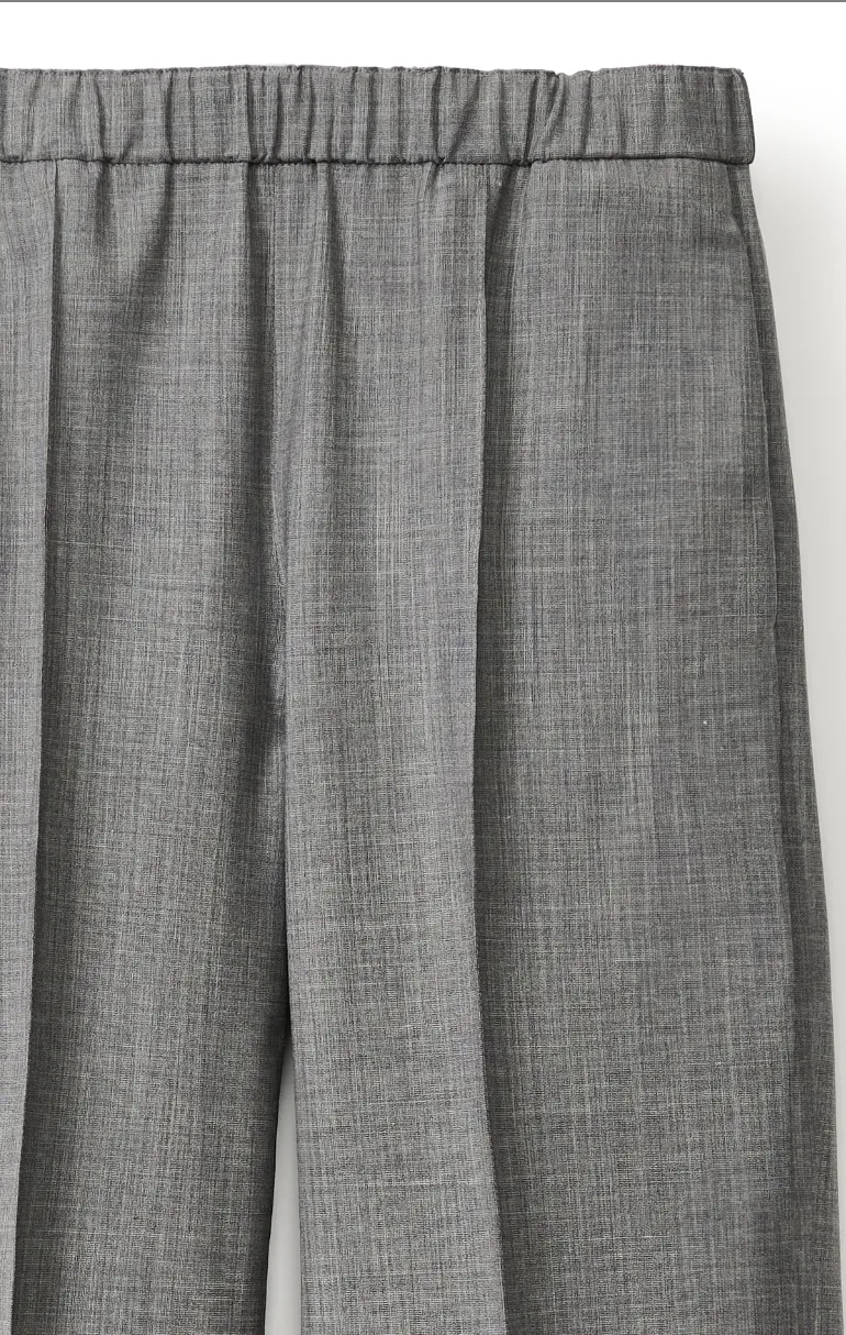 Grey Wool Elastic Waist Trousers