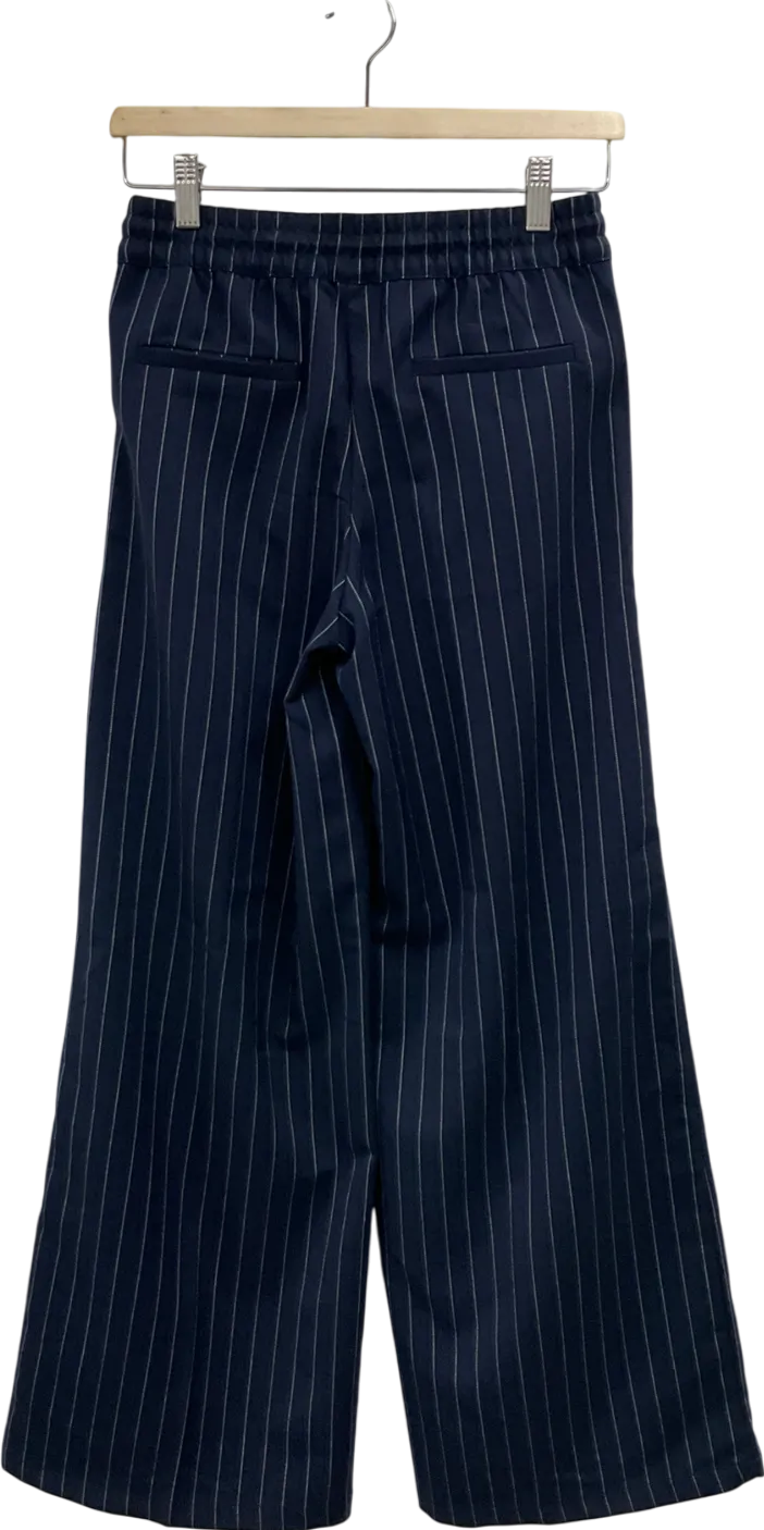 H&M Blue Pull On Wide Leg Pinstripe Trousers UK XXS