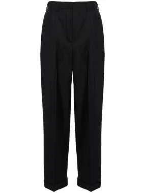 high-waisted pinstripe tailored trousers