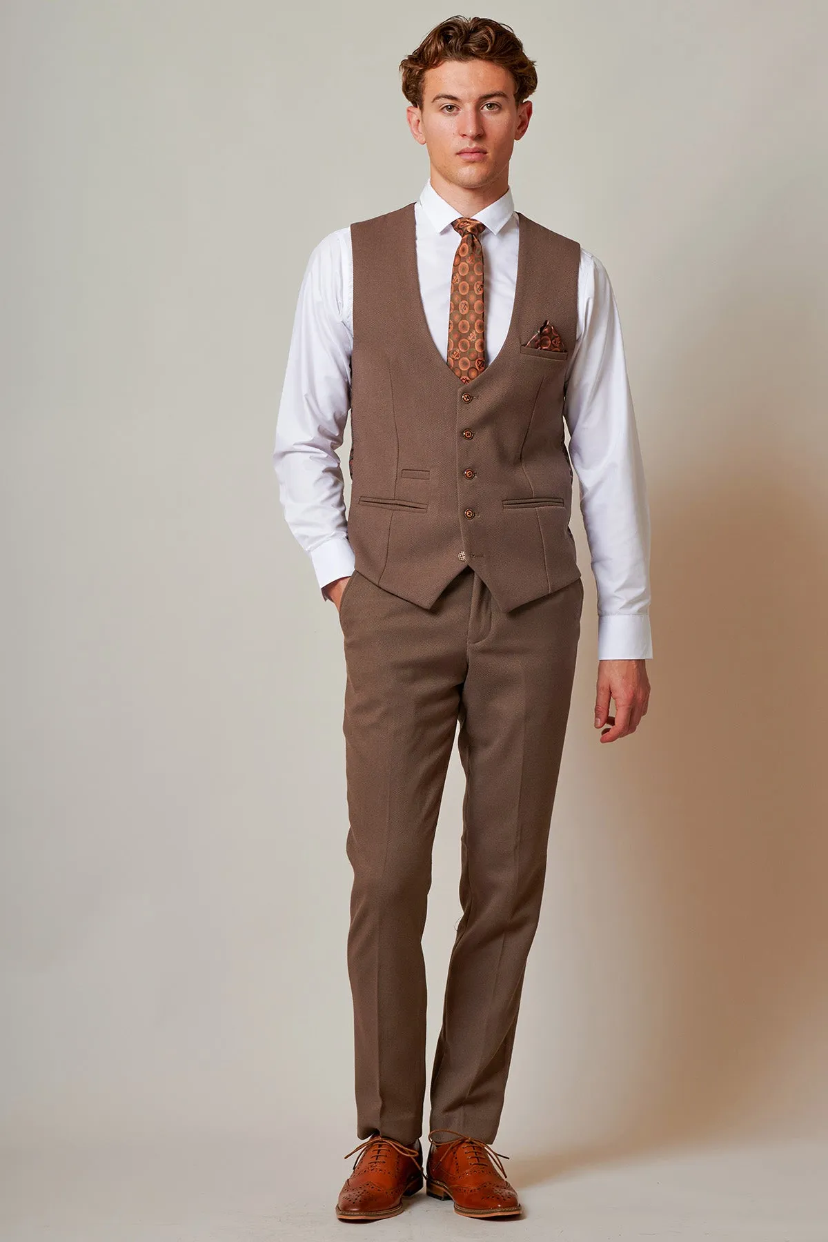 HM5 - Tan Tailored Three Piece Suit