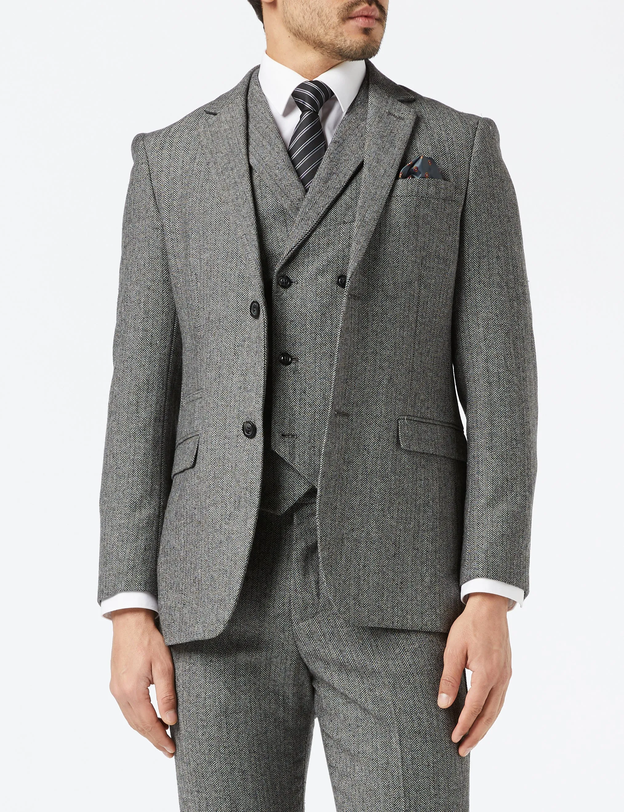 JAX - GREY HERRINGBONE TWEED SUIT