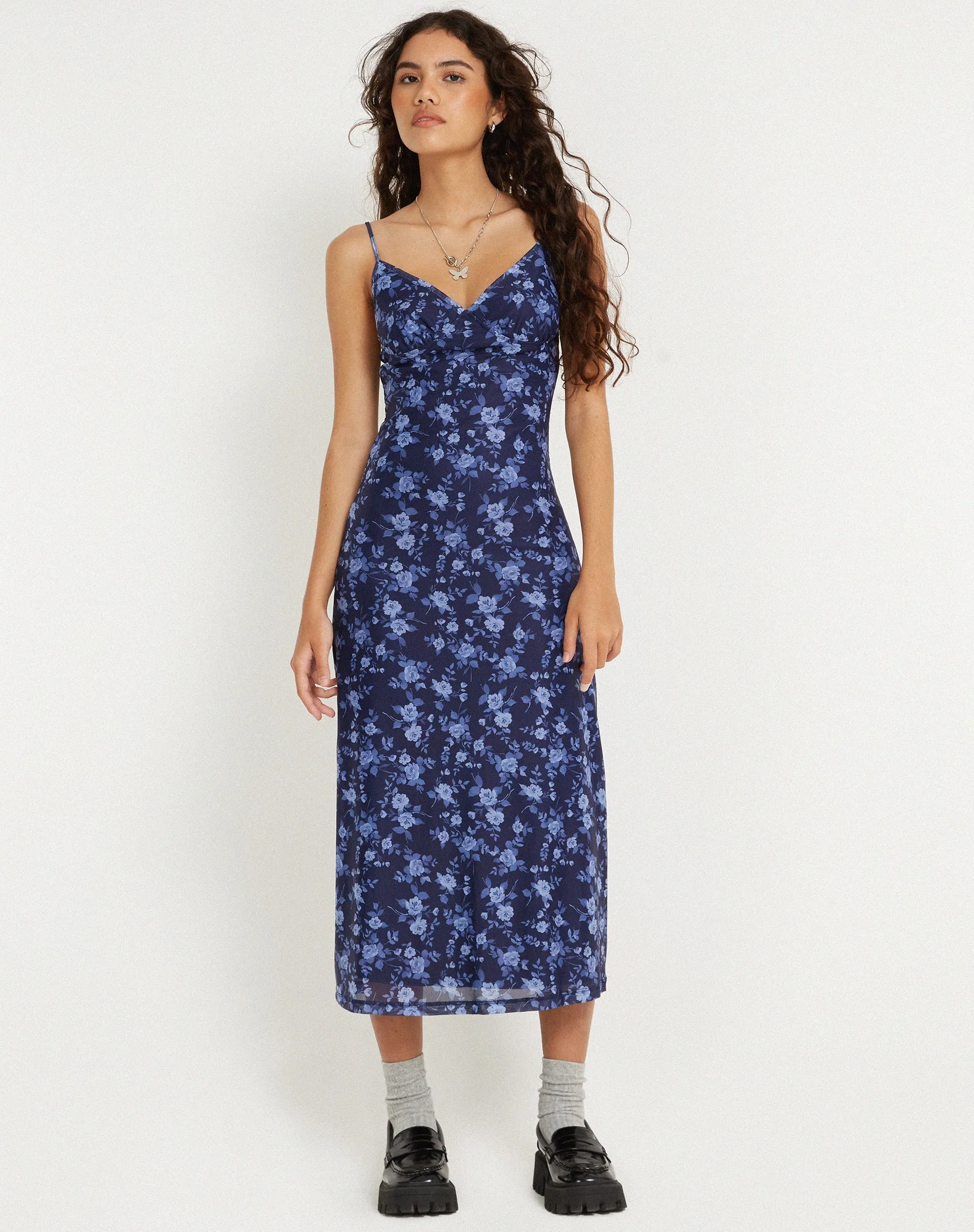 Kalana Printed Midi Dress in Pretty Floral Navy