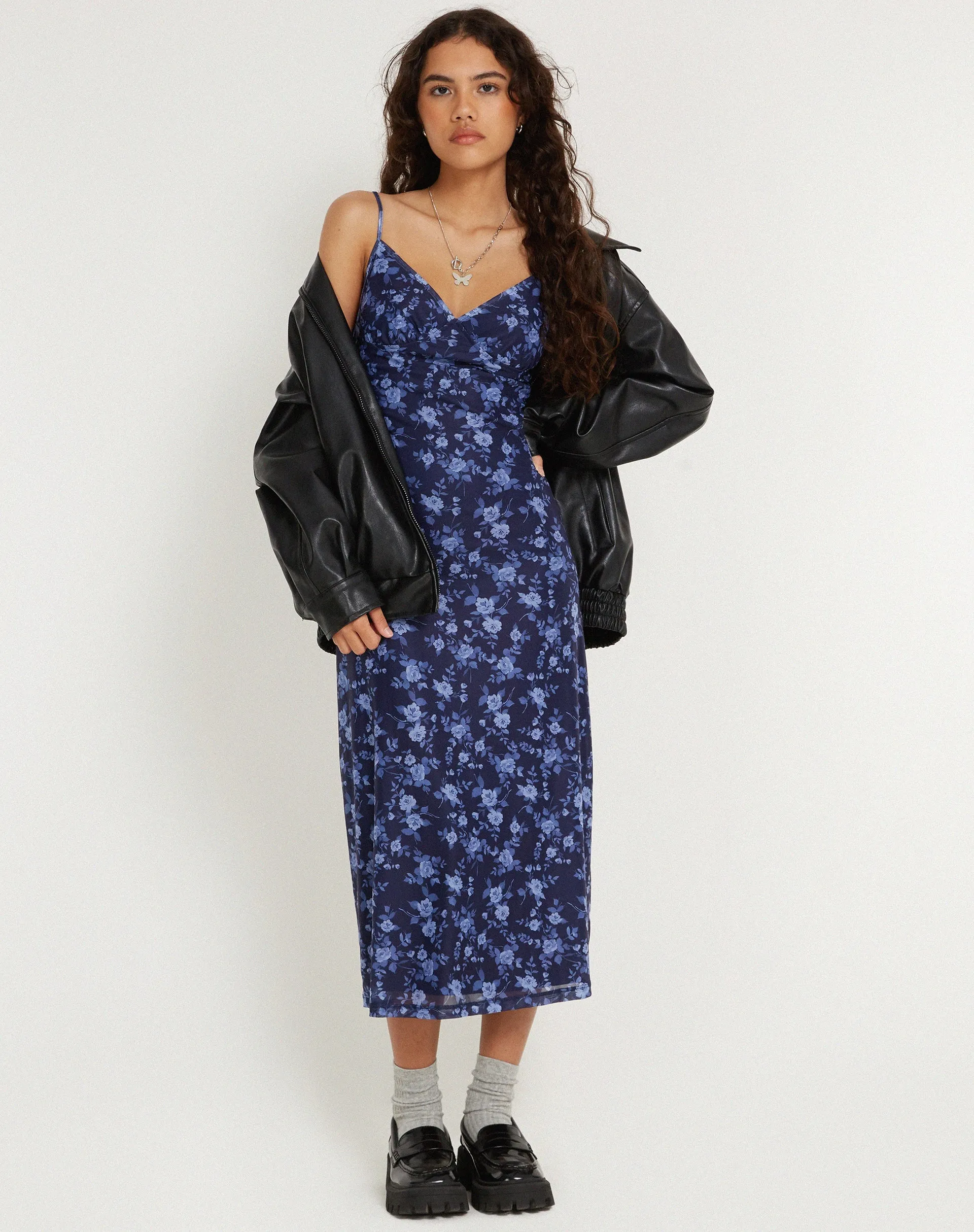 Kalana Printed Midi Dress in Pretty Floral Navy