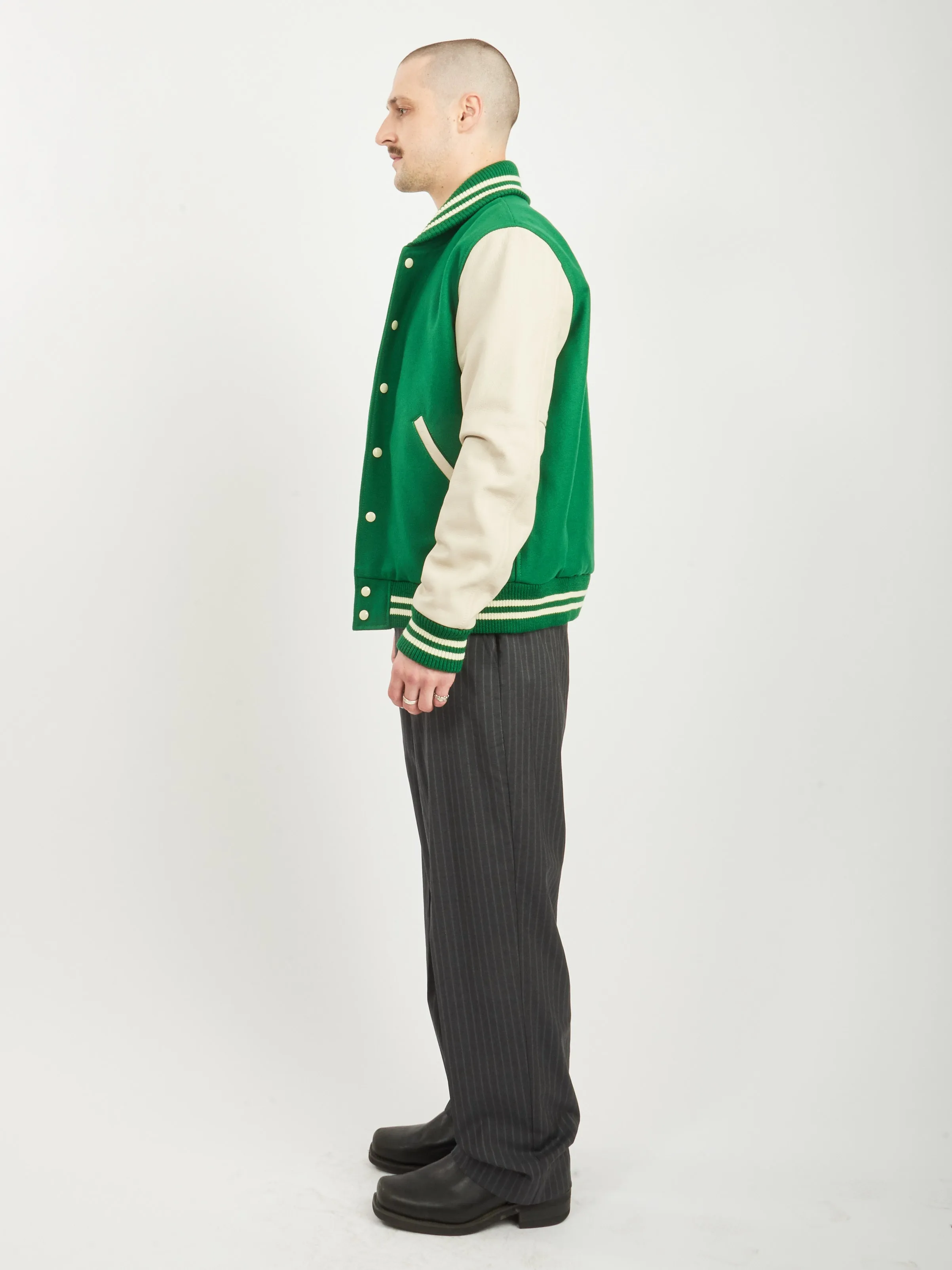 Kelly Green/Milk Varsity Jacket