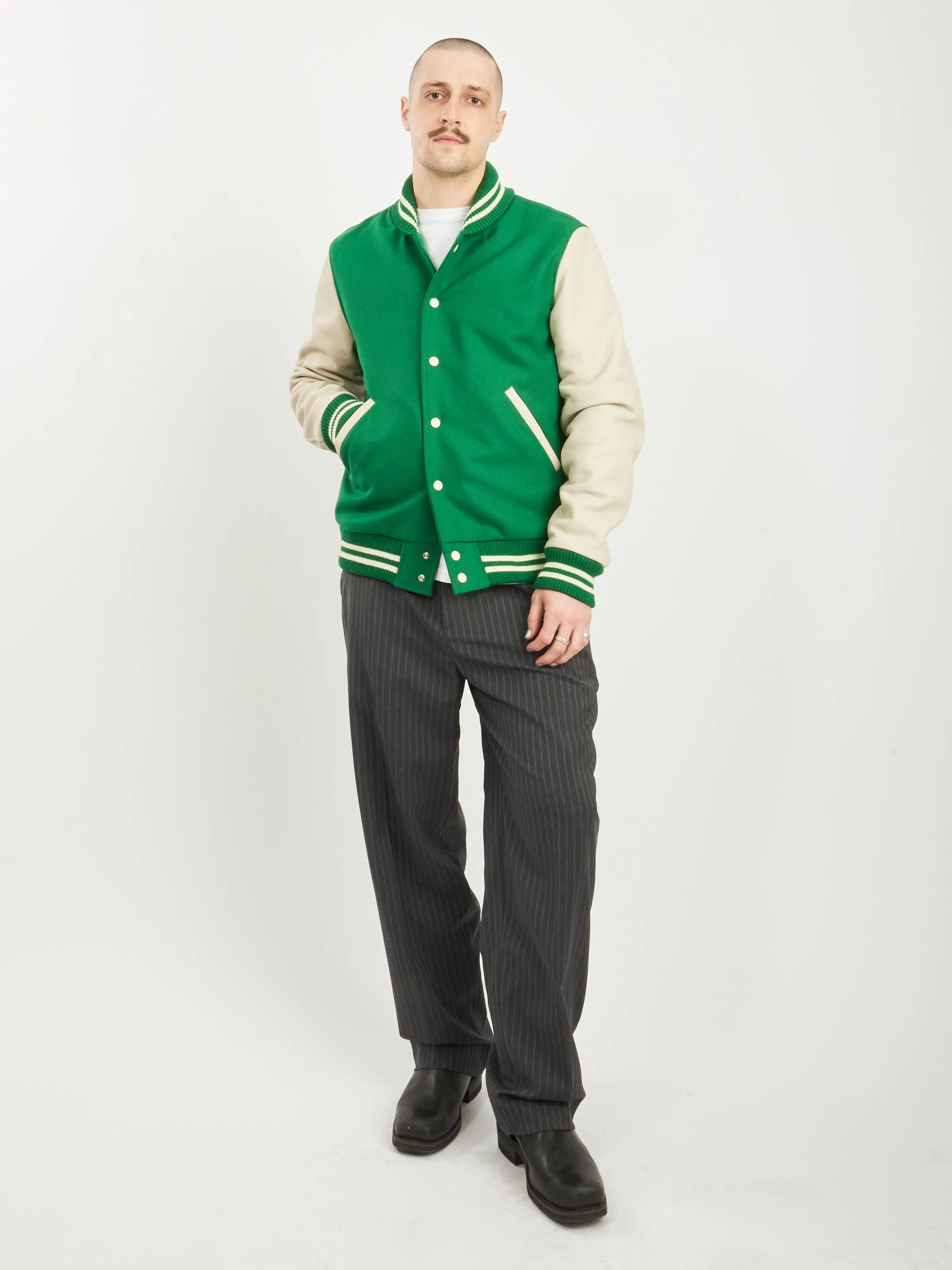 Kelly Green/Milk Varsity Jacket