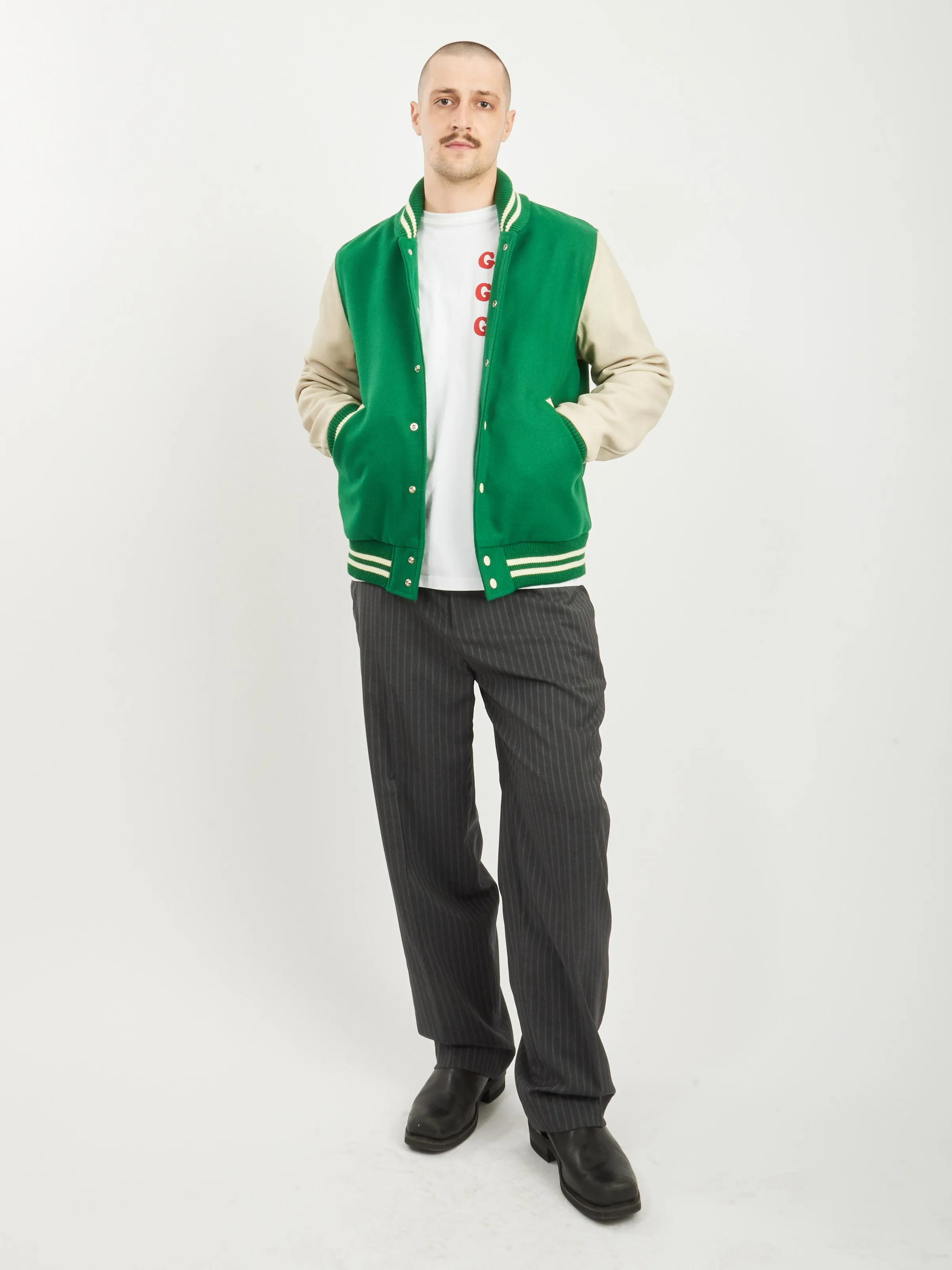 Kelly Green/Milk Varsity Jacket