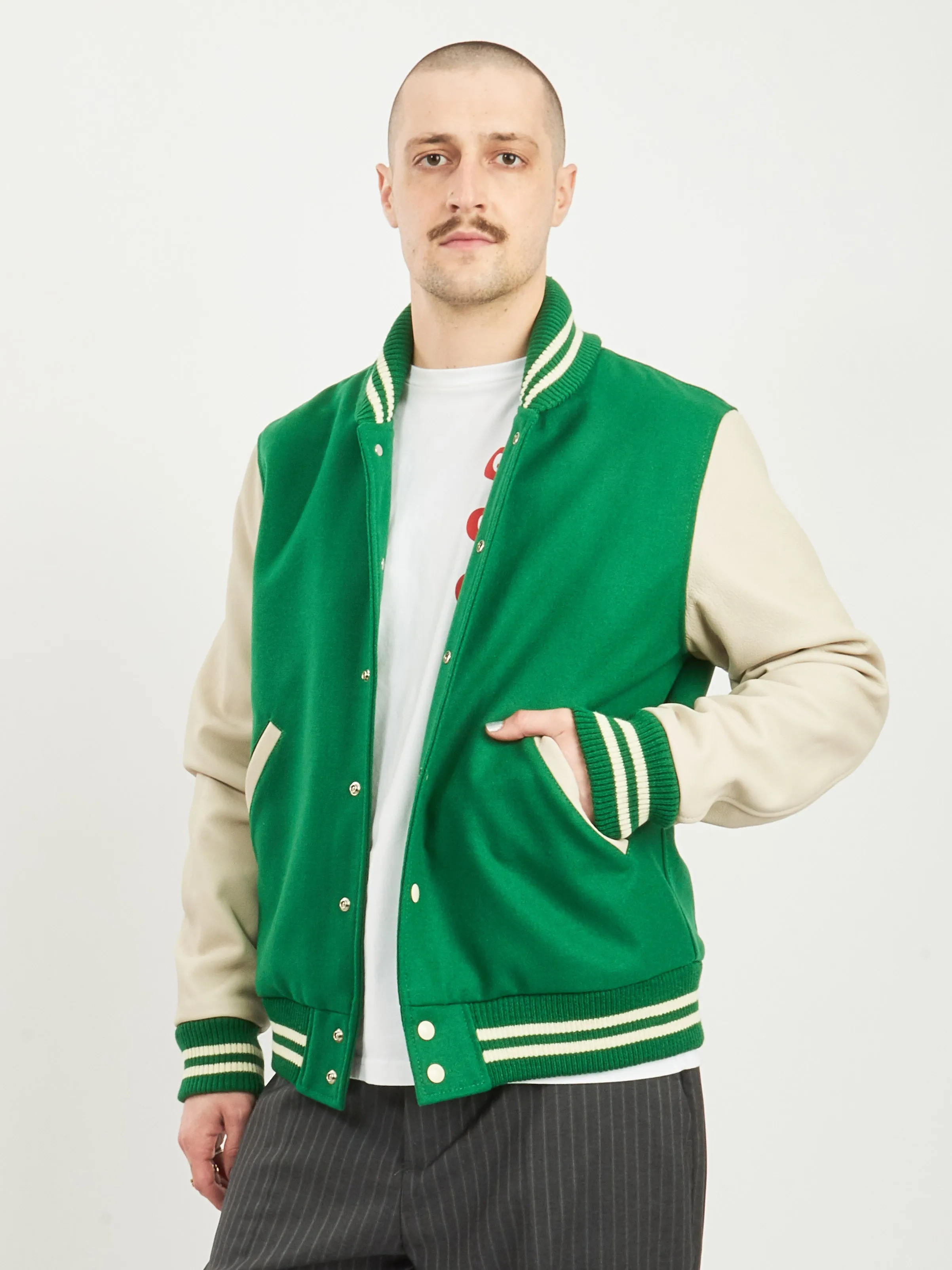 Kelly Green/Milk Varsity Jacket