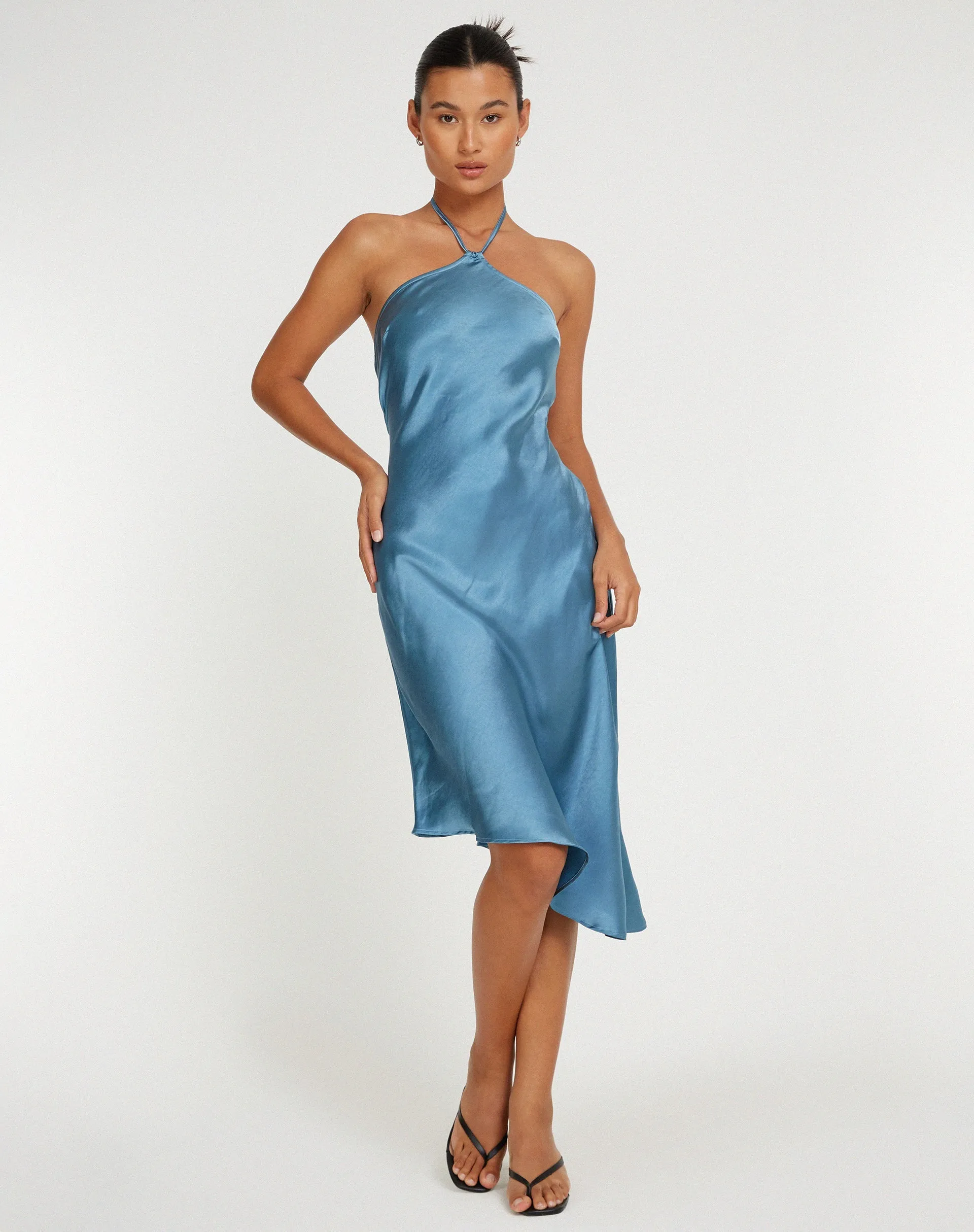 Kimora Midi Dress in Satin Slate