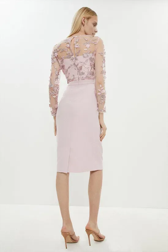 Lace V Neck Pencil Dress Long Sleeves Knee-length Wedding Guest Dresses