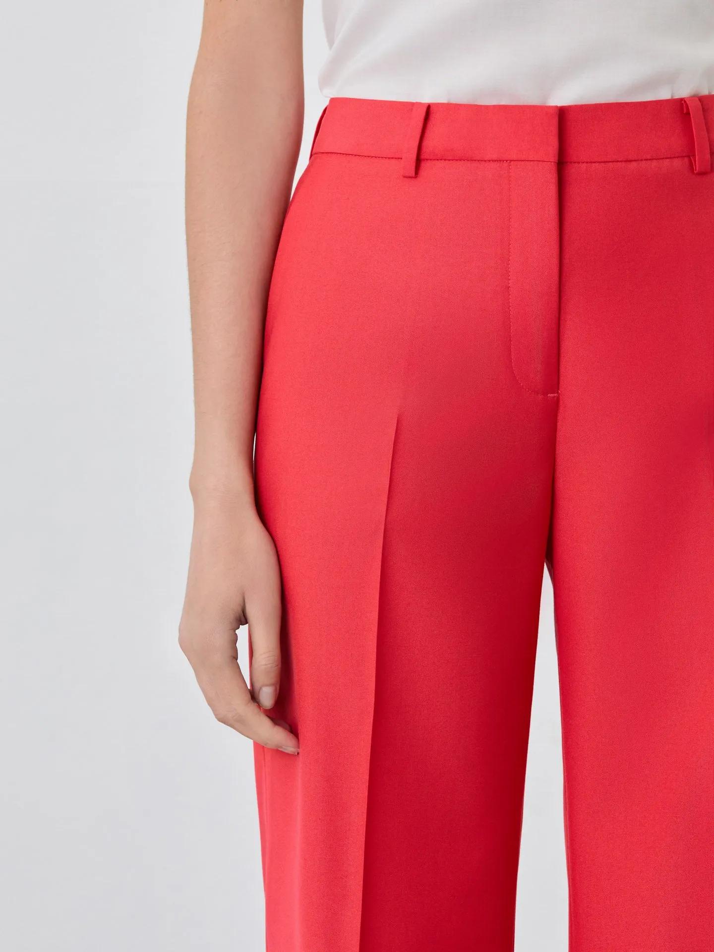 Loose Fit Red Trousers In Rayon Blend