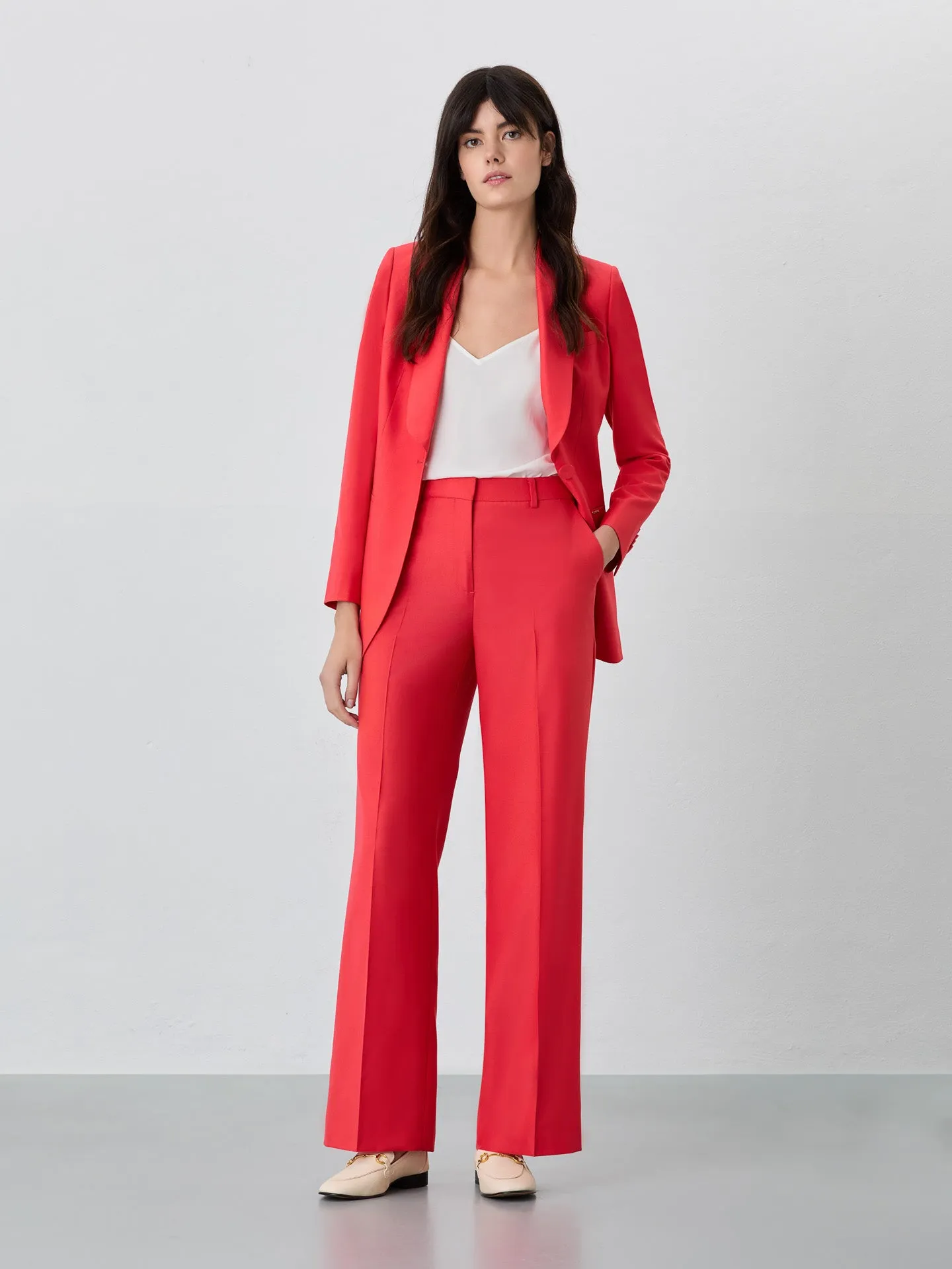 Loose Fit Red Trousers In Rayon Blend