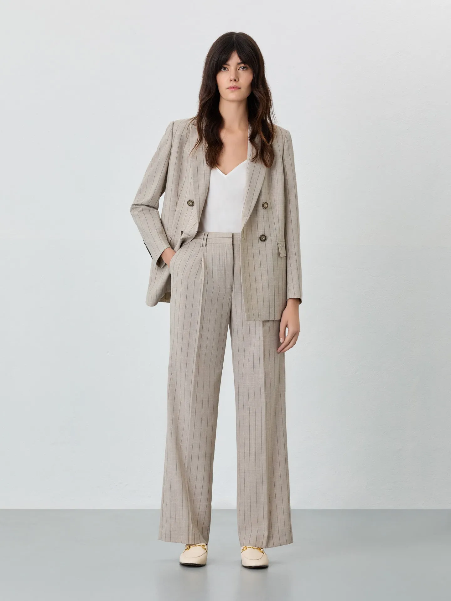 Loose Fit Trousers In Wool Blend