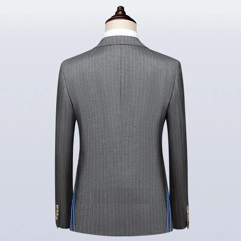 Men Suit - Piombo Striped Double-Breasted Suit