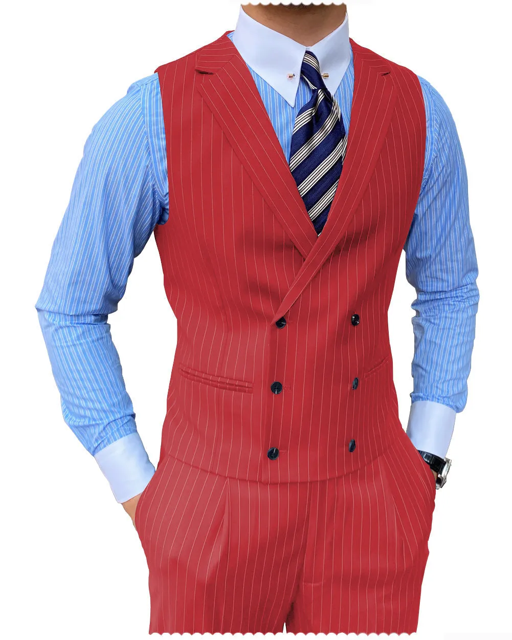 Men's 2 pieces Mens Suit Notch Lapel Striped For Wedding (Blazer Pants)