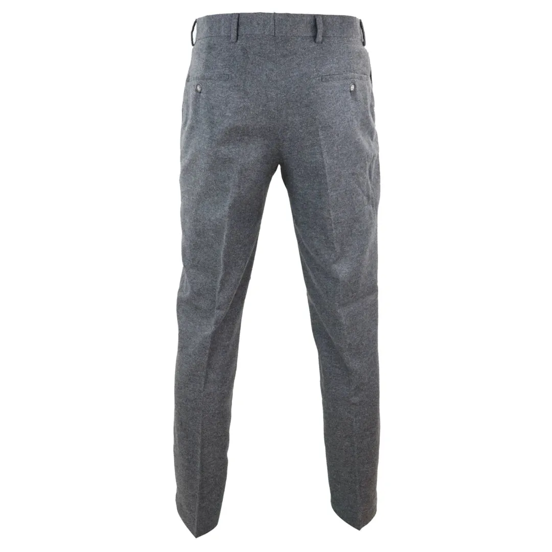 Men's Tweed Modern Fit Trousers Black Grey Blue