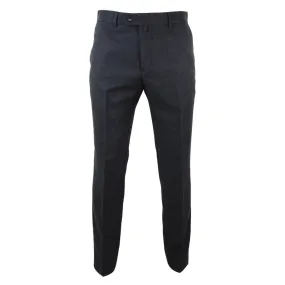 Men's Tweed Modern Fit Trousers Black Grey Blue