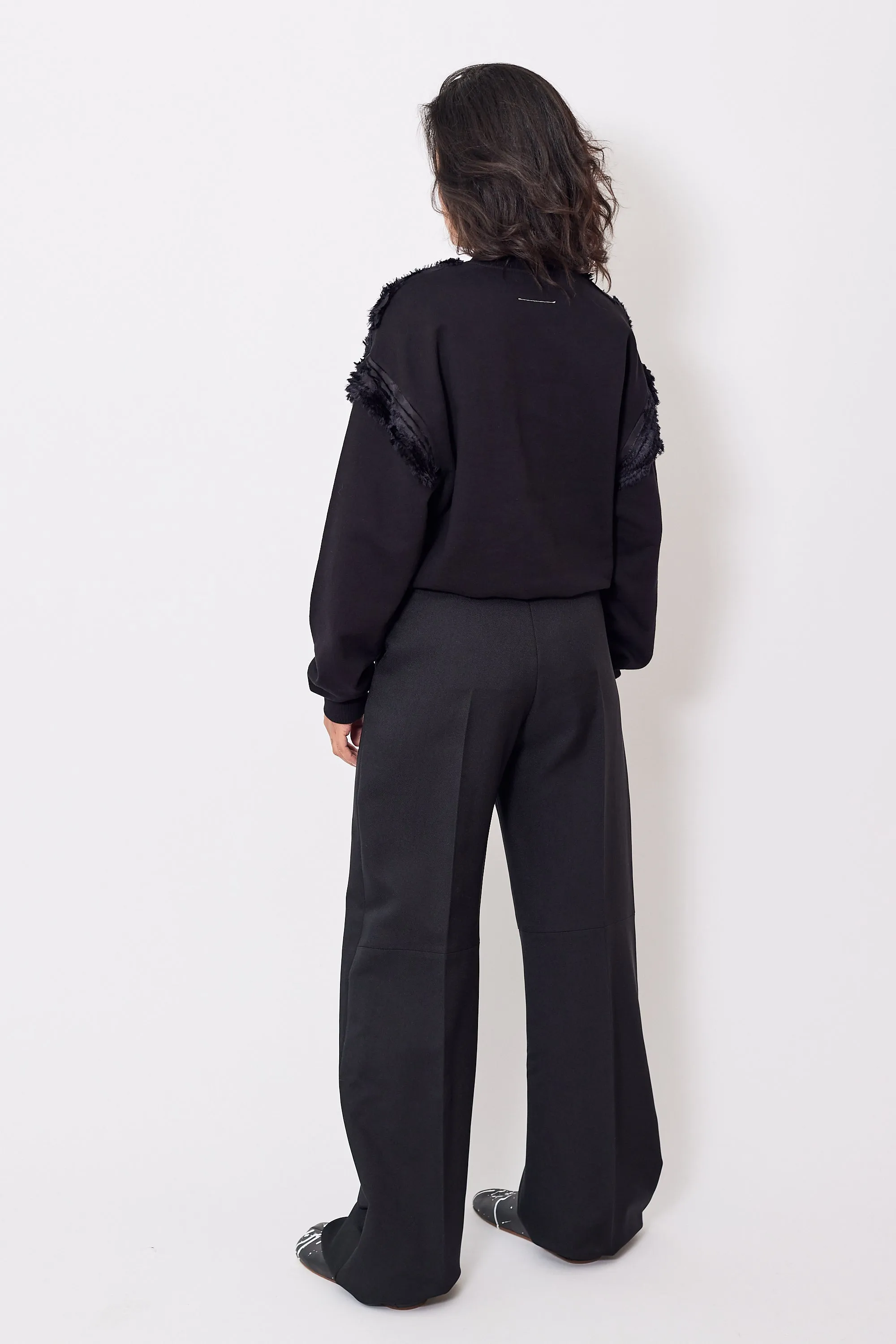 MM6 Maison Margiela Creased Raw Edge Waist Poly Trouser