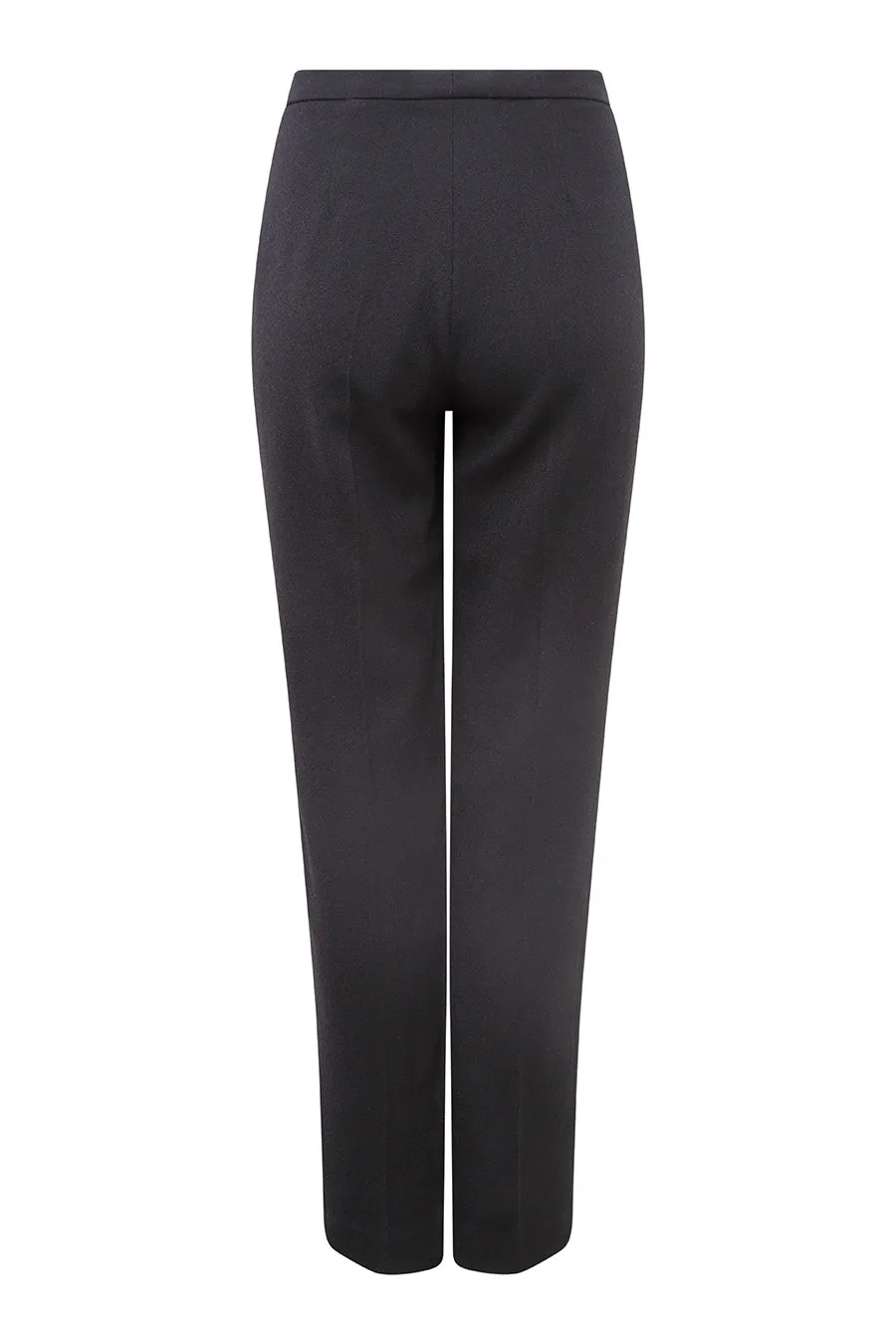 Narrow Leg Trousers in Black Wool Crepe