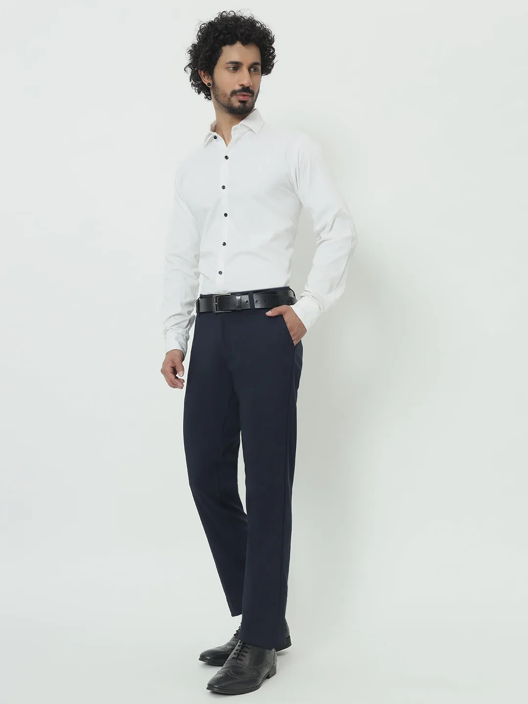 NAVY BLUE SLIM TROUSERS