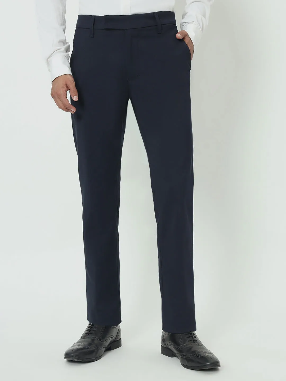 NAVY BLUE SLIM TROUSERS