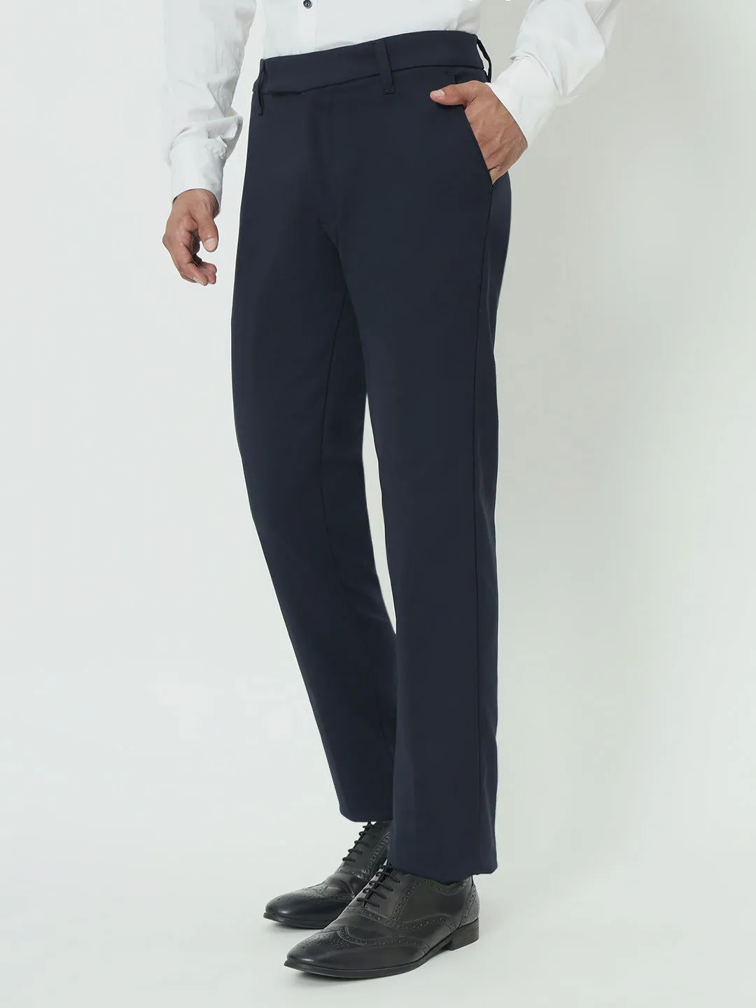 NAVY BLUE SLIM TROUSERS