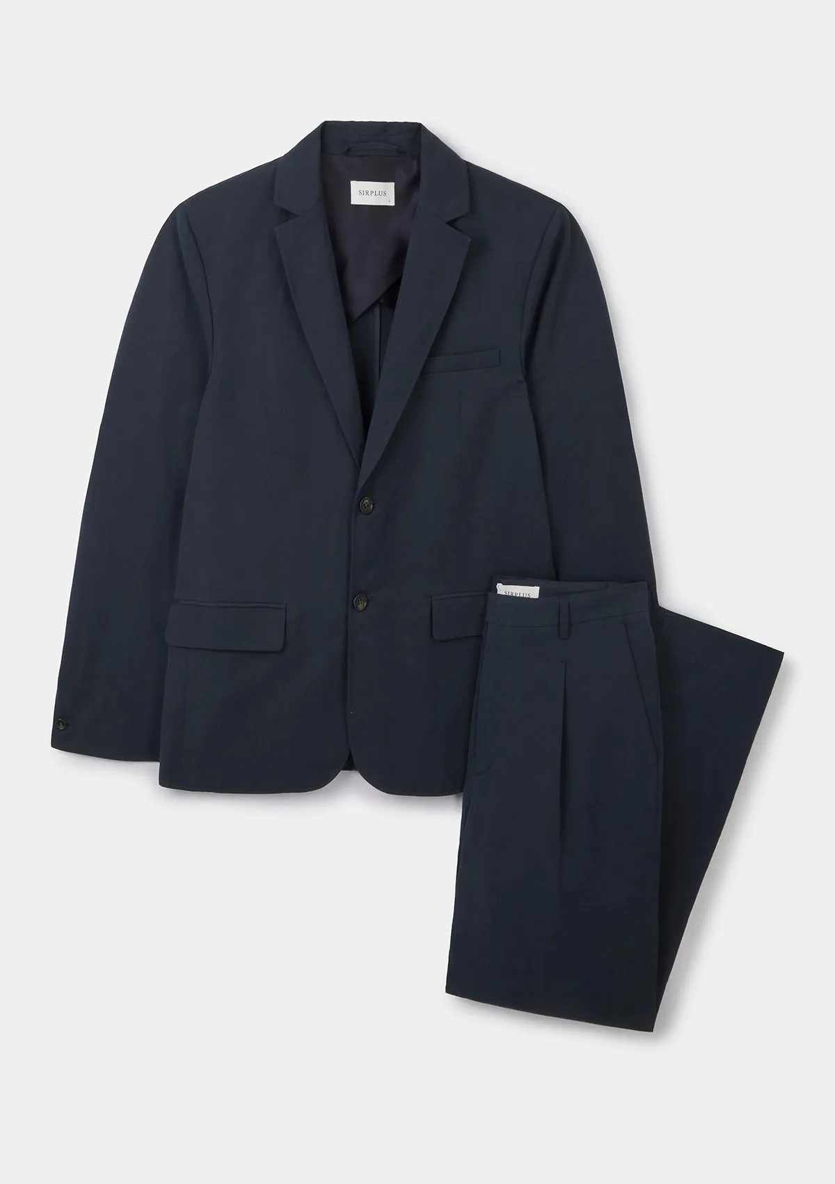 Navy Cotton Linen Tailored Blazer