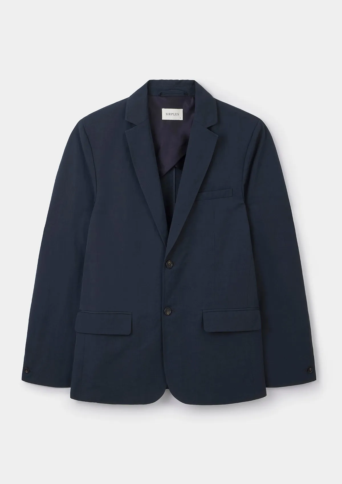 Navy Cotton Linen Tailored Blazer