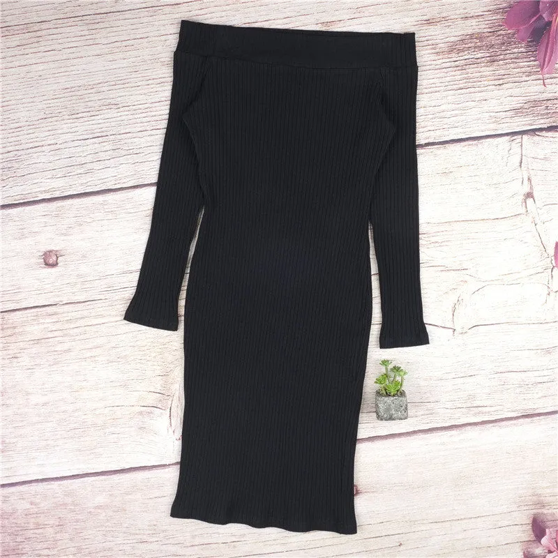 Off-Shoulder Long Sleeved Dress