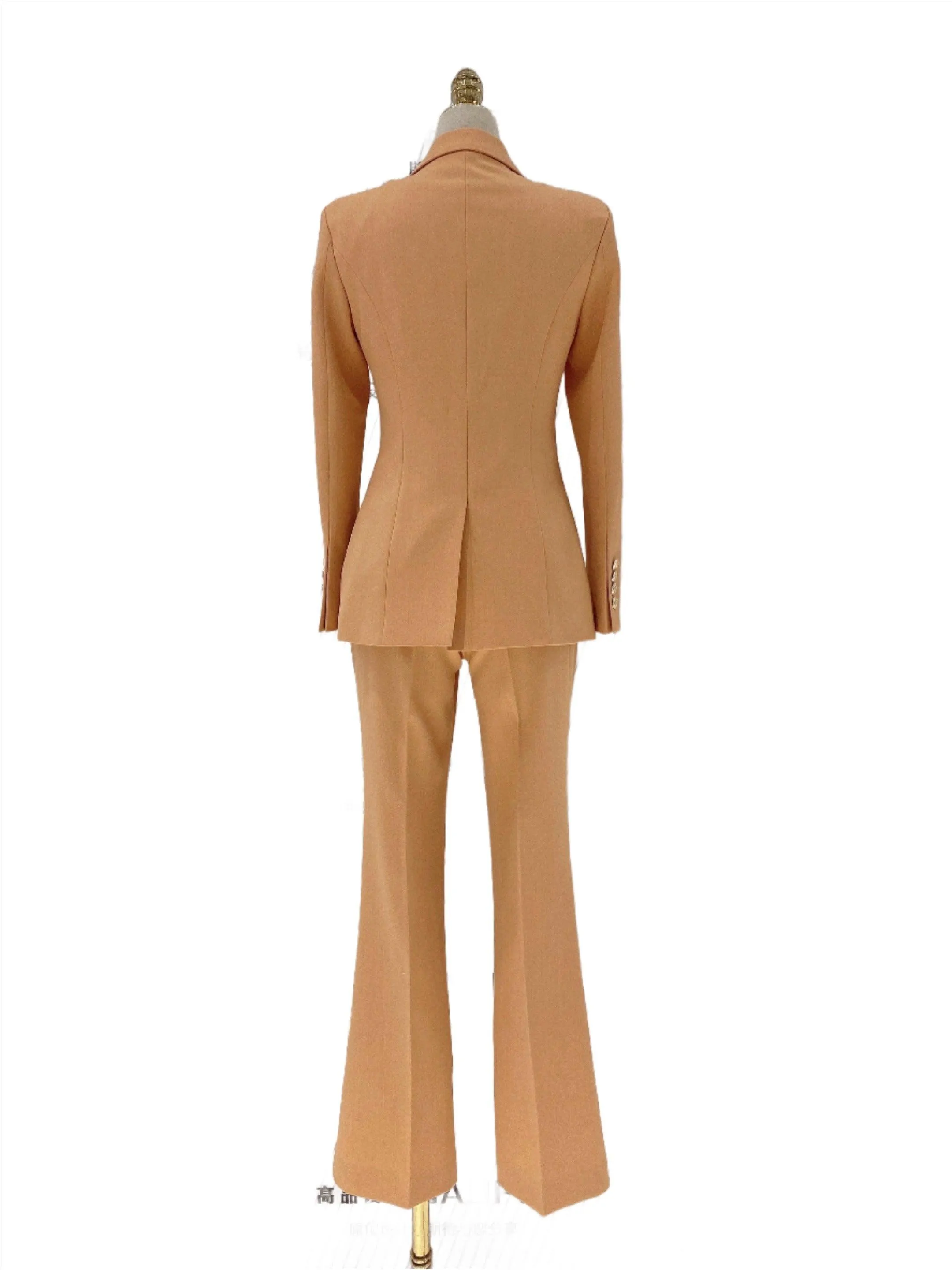 Orange Women Pant Suit - Double Breasted Trouser Suit