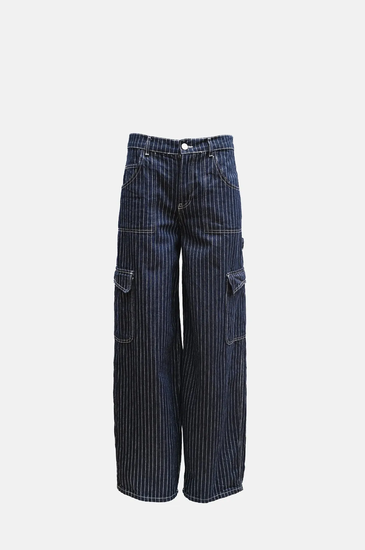 Pinstripe Denim Cargo Blue